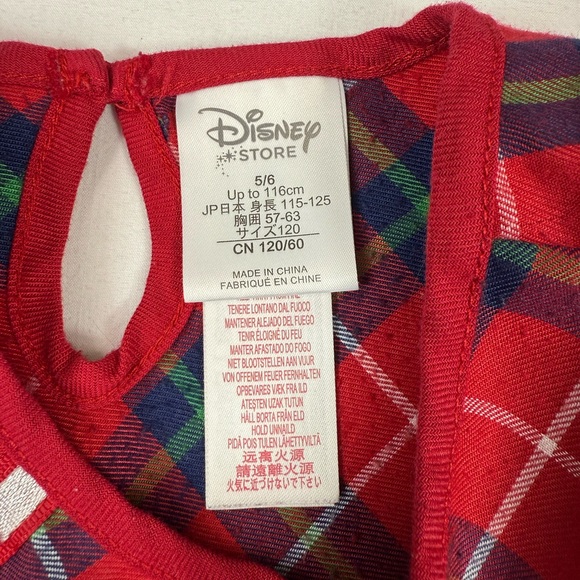 DISNEY‎ STORE Girls Plaid Mickey Minnie Ice Skating Christmas Nightgown 5-6 Cozy - Picture 6 of 12